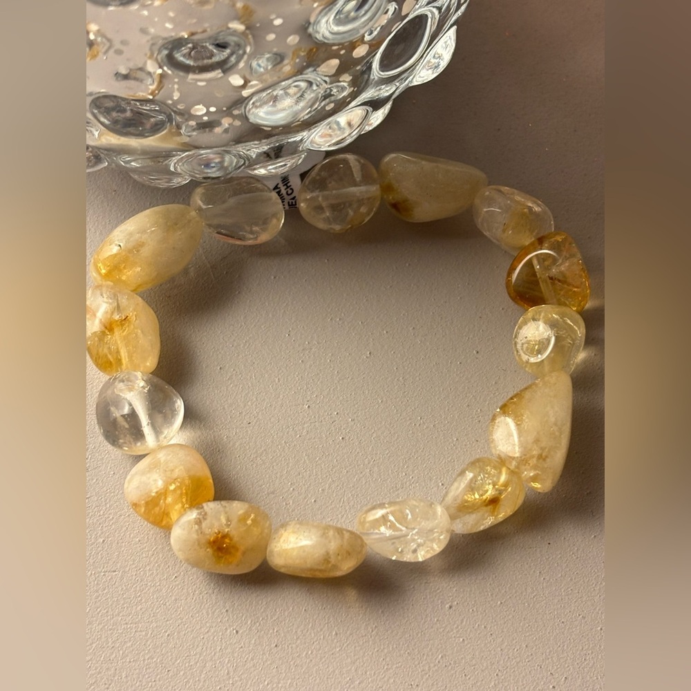 Free People Ariana Ost Stretch Artisinal Citrine Stone Bracelet NEW